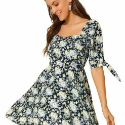 Allegra K Women's Floral Sweetheart Neck Puff Sleeve Fit And Flare A-Line Mini Dress 58 Allegra K Women's Floral Sweetheart Neck Puff Sleeve Fit And Flare A-Line Mini Dress