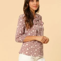 Allegra K Women's Polka Dots Ruffle Shoulder Elastic Cuff Bow Tie Neck Blouse 23 Allegra K Women's Polka Dots Ruffle Shoulder Elastic Cuff Bow Tie Neck Blouse