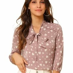 Allegra K Women's Polka Dots Ruffle Shoulder Elastic Cuff Bow Tie Neck Blouse 21 Allegra K Women's Polka Dots Ruffle Shoulder Elastic Cuff Bow Tie Neck Blouse