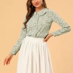 Allegra K Women's Casual Peter Pan Collar Floral Chiffon Top Shirt 12 Allegra K Women's Casual Peter Pan Collar Floral Chiffon Top Shirt