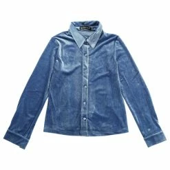 Allegra K Women's Button Up Long Sleeve Velvet Blouses