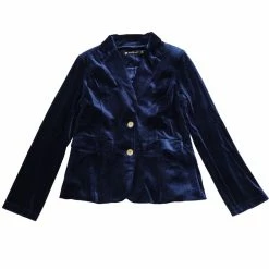 Allegra K Women's Vintage Notched Lapel Button Front Office Velvet Blazer Jacket