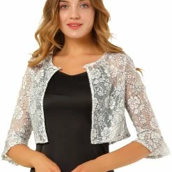 Allegra K Women's Crop Cardigan Bell Sleeve Sheer Floral Lace Shrug Top 10 Allegra K Women's Crop Cardigan Bell Sleeve Sheer Floral Lace Shrug Top
