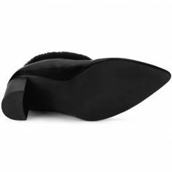 Allegra K Women's Pointed Toe Faux Fur Block Heel Ankle Boots Shoes 33 Allegra K Women's Pointed Toe Faux Fur Block Heel Ankle Boots Shoes