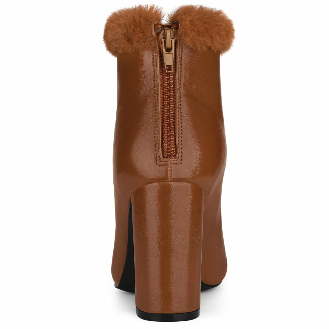 Allegra K Women's Pointed Toe Faux Fur Block Heel Ankle Boots Shoes 19 Allegra K Women's Pointed Toe Faux Fur Block Heel Ankle Boots Shoes