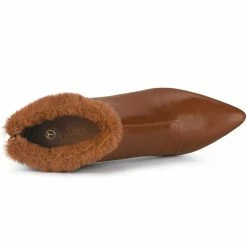 Allegra K Women's Pointed Toe Faux Fur Block Heel Ankle Boots Shoes 38 Allegra K Women's Pointed Toe Faux Fur Block Heel Ankle Boots Shoes