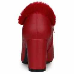 Allegra K Shoes Women's Lace Up Pointed Toe Block Heel Ankle Booties