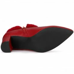 Allegra K Shoes Women's Lace Up Pointed Toe Block Heel Ankle Booties