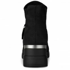 Allegra K Shoes Women's Platform Buckle Decor Wedge Heel Ankle Boots