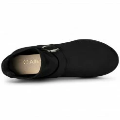 Allegra K Shoes Women's Platform Buckle Decor Wedge Heel Ankle Boots