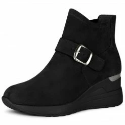 Allegra K Shoes Women's Platform Buckle Decor Wedge Heel Ankle Boots