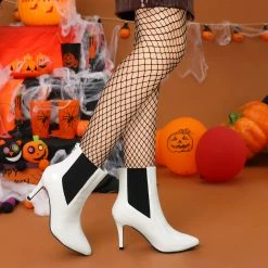 Allegra K Women's Elastic Gore Pointed Toe Stiletto Heels Ankle Boots Shoes