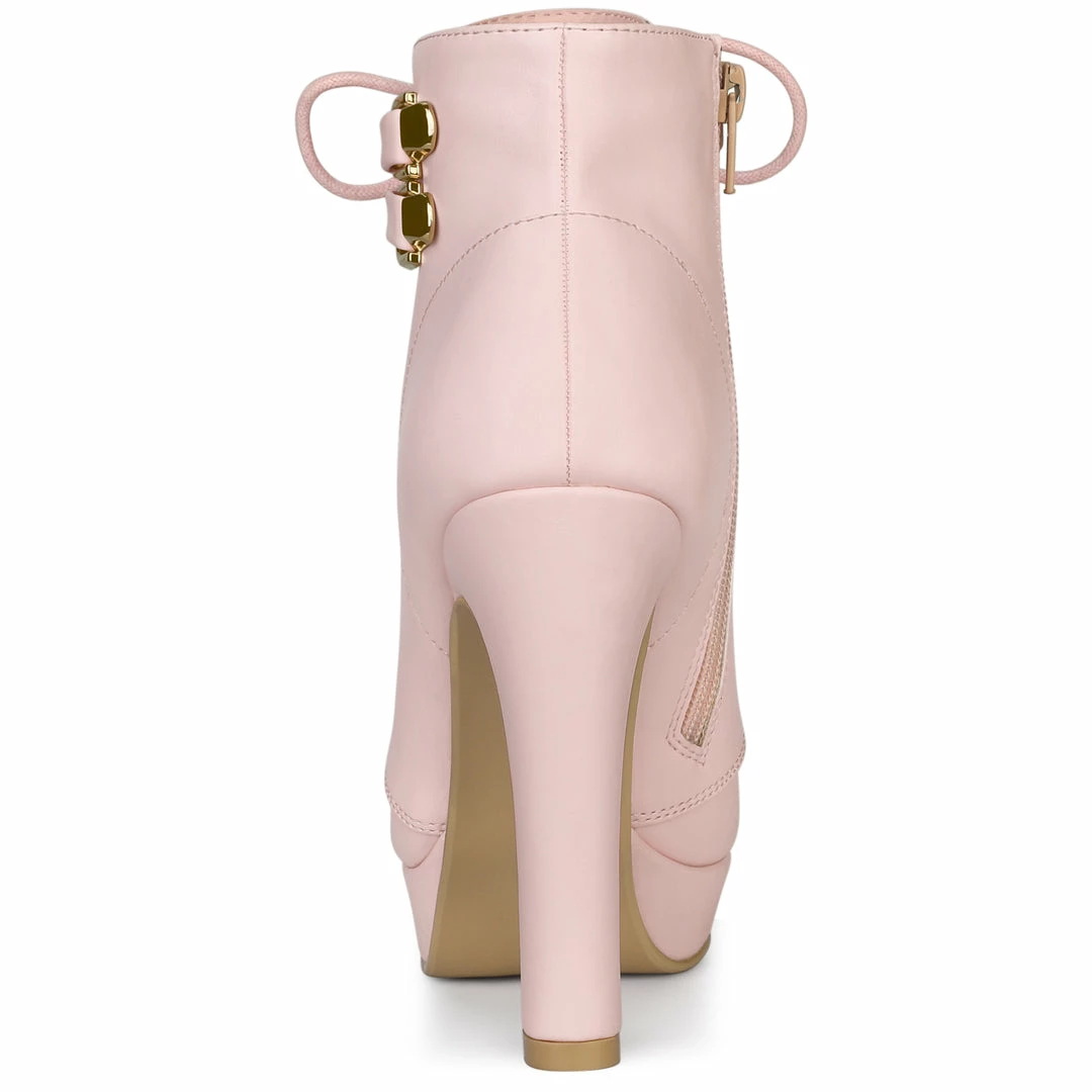 Allegra K Shoes Women's Lace Up Round Toe Platform Block Heels Ankle Boots 13 Allegra K Shoes Women's Lace Up Round Toe Platform Block Heels Ankle Boots