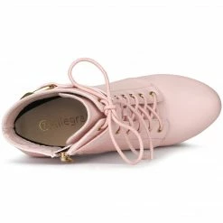 Allegra K Shoes Women's Lace Up Round Toe Platform Block Heels Ankle Boots 32 Allegra K Shoes Women's Lace Up Round Toe Platform Block Heels Ankle Boots