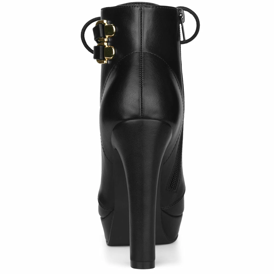 Allegra K Shoes Women's Lace Up Round Toe Platform Block Heels Ankle Boots 7 Allegra K Shoes Women's Lace Up Round Toe Platform Block Heels Ankle Boots