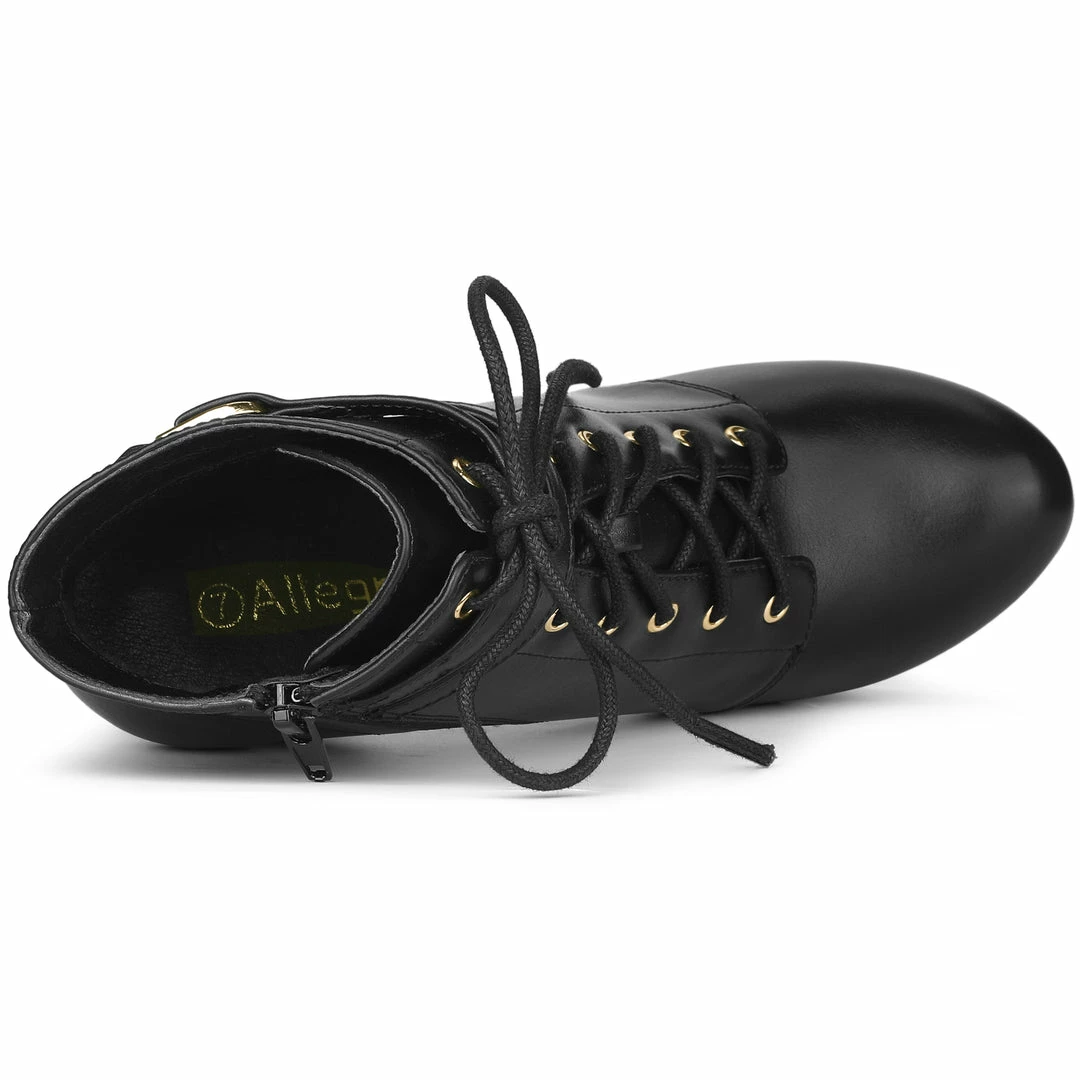 Allegra K Shoes Women's Lace Up Round Toe Platform Block Heels Ankle Boots 8 Allegra K Shoes Women's Lace Up Round Toe Platform Block Heels Ankle Boots