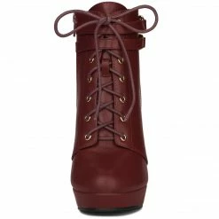 Allegra K Shoes Women's Lace Up Round Toe Platform Block Heels Ankle Boots 36 Allegra K Shoes Women's Lace Up Round Toe Platform Block Heels Ankle Boots
