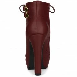 Allegra K Shoes Women's Lace Up Round Toe Platform Block Heels Ankle Boots 37 Allegra K Shoes Women's Lace Up Round Toe Platform Block Heels Ankle Boots