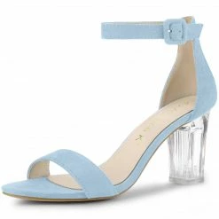 Allegra K Shoes Women's Ankle Strap Clear Heel Chunky Heels Sandals 34 Allegra K Shoes Women's Ankle Strap Clear Heel Chunky Heels Sandals