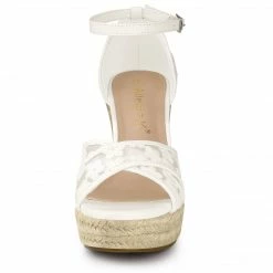 Allegra K Women's Ankle Strap Espadrille Wedge Heel Wedge Sandals