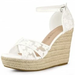 Allegra K Women's Ankle Strap Espadrille Wedge Heel Wedge Sandals