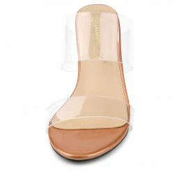 Allegra K Women's Clear Slide Stiletto Heels Clear Sandals