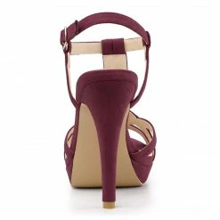 Allegra K Shoes Women's T Strap Slingback Platform Stiletto Heel Sandals