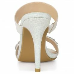 Allegra K Women's Glitter Rhinestone Stiletto Heels Sandals