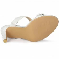 Allegra K Women's Glitter Rhinestone Stiletto Heels Sandals