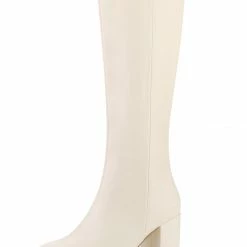 Allegra K Women's Round Toe Block Heels Knee High Boots