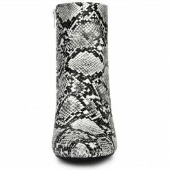 Allegra K Women's Pointed Toe Snake Print Chunky Heel Ankle Boots 37 Allegra K Women's Pointed Toe Snake Print Chunky Heel Ankle Boots