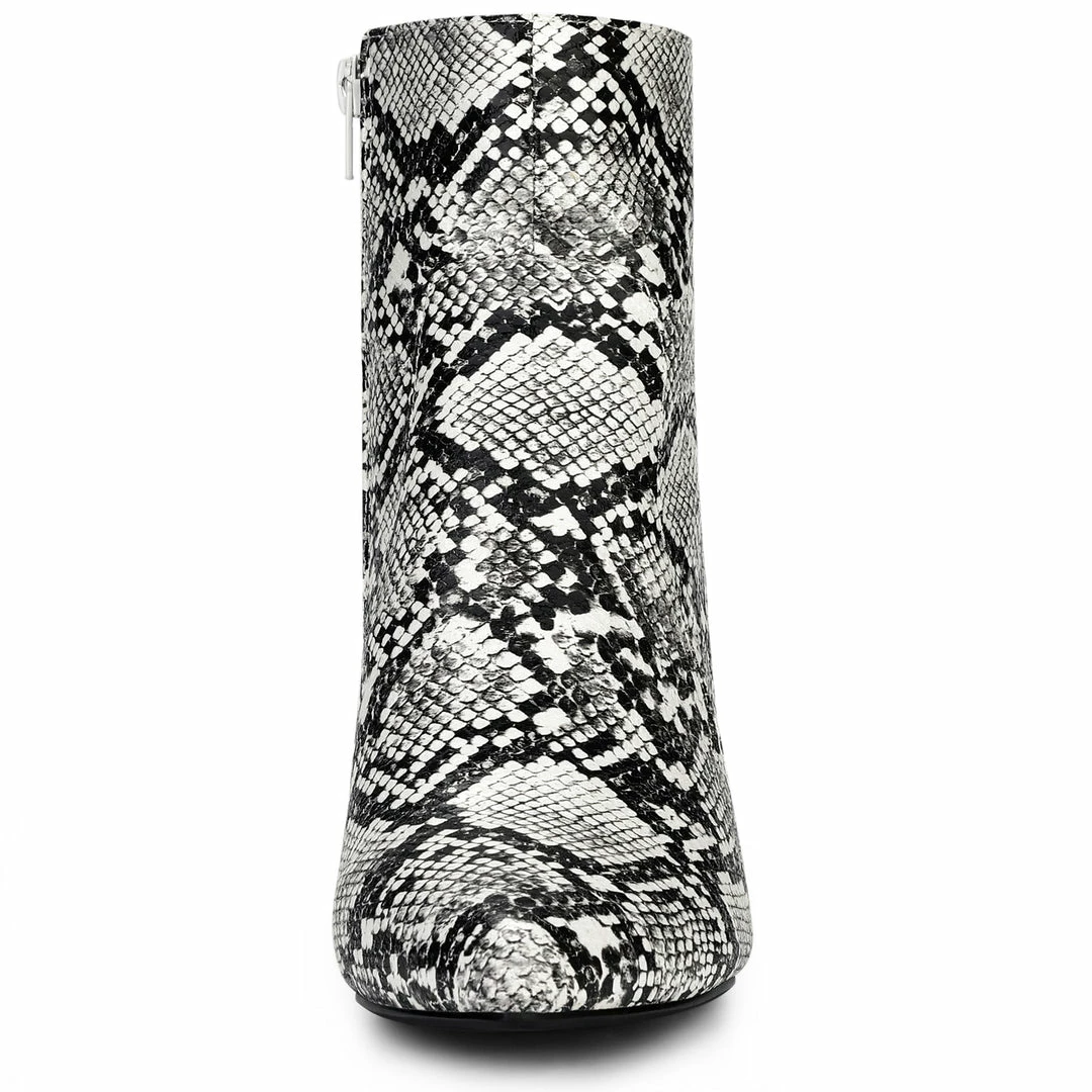 Allegra K Women's Pointed Toe Snake Print Chunky Heel Ankle Boots 19 Allegra K Women's Pointed Toe Snake Print Chunky Heel Ankle Boots