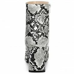 Allegra K Women's Pointed Toe Snake Print Chunky Heel Ankle Boots 38 Allegra K Women's Pointed Toe Snake Print Chunky Heel Ankle Boots