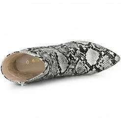 Allegra K Women's Pointed Toe Snake Print Chunky Heel Ankle Boots 39 Allegra K Women's Pointed Toe Snake Print Chunky Heel Ankle Boots