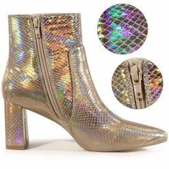 Allegra K Women's Pointed Toe Snake Print Chunky Heel Ankle Boots 29 Allegra K Women's Pointed Toe Snake Print Chunky Heel Ankle Boots