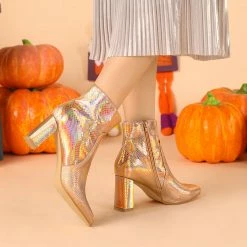 Allegra K Women's Pointed Toe Snake Print Chunky Heel Ankle Boots 30 Allegra K Women's Pointed Toe Snake Print Chunky Heel Ankle Boots