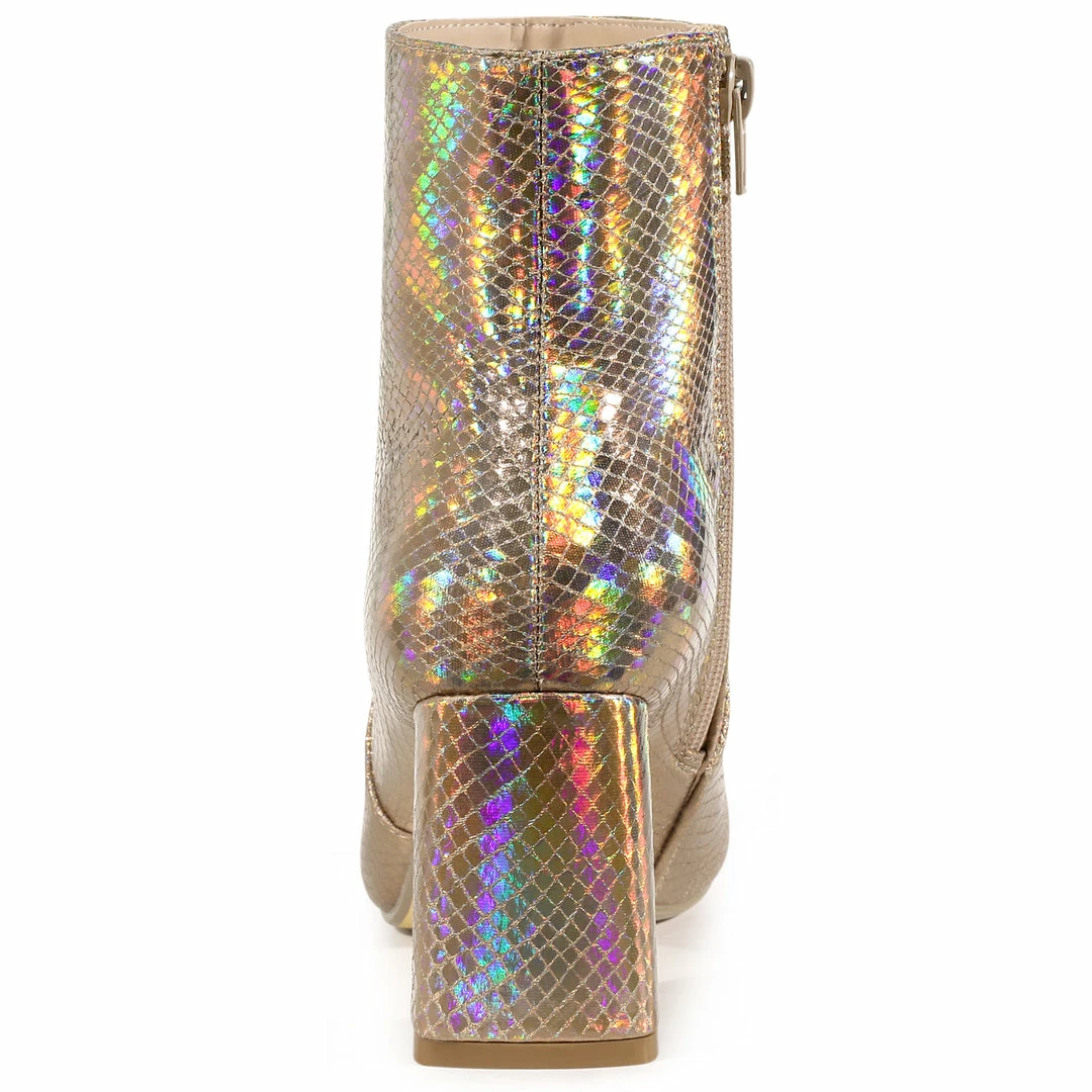 Allegra K Women's Pointed Toe Snake Print Chunky Heel Ankle Boots 14 Allegra K Women's Pointed Toe Snake Print Chunky Heel Ankle Boots