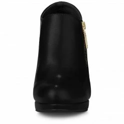 Allegra K Women's Platform Round Toe Chunky Heels Ankle Booties