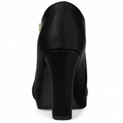 Allegra K Women's Platform Round Toe Chunky Heels Ankle Booties