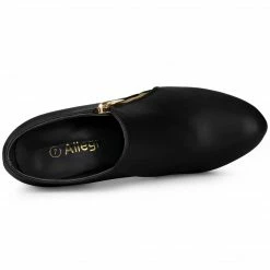 Allegra K Women's Platform Round Toe Chunky Heels Ankle Booties