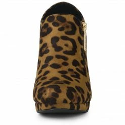 Allegra K Women's Platform Round Toe Chunky Heels Ankle Booties