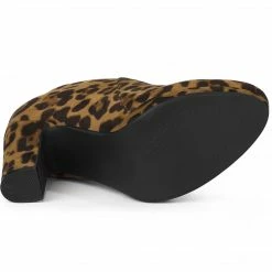 Allegra K Women's Platform Round Toe Chunky Heels Ankle Booties