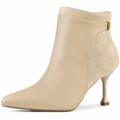 Allegra K Shoes Women's Pointed Toe Side Zip Stiletto Heel Ankle Boots