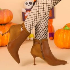 Allegra K Shoes Women's Pointed Toe Side Zip Stiletto Heel Ankle Boots