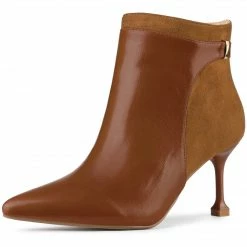 Allegra K Shoes Women's Pointed Toe Side Zip Stiletto Heel Ankle Boots