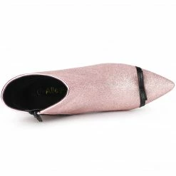 Allegra K Shoes Women's Glitter Pointed Toe Stiletto Heels Sparkle Ankle Boots