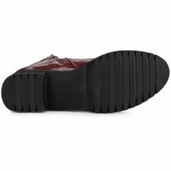 Allegra K Women's Round Toe Chunky Heels Patent Leather Mid Calf Boots Shoes