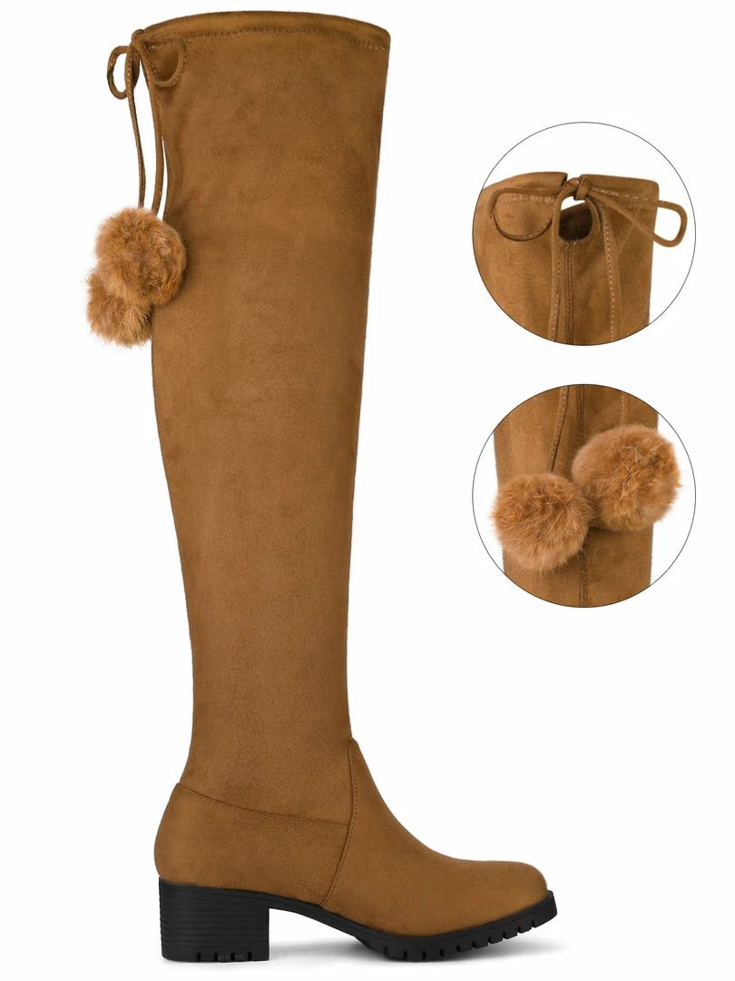 Allegra K Women's Lace Up Chunky Heels Over The Knee High Boots Shoes 12 Allegra K Women's Lace Up Chunky Heels Over The Knee High Boots Shoes