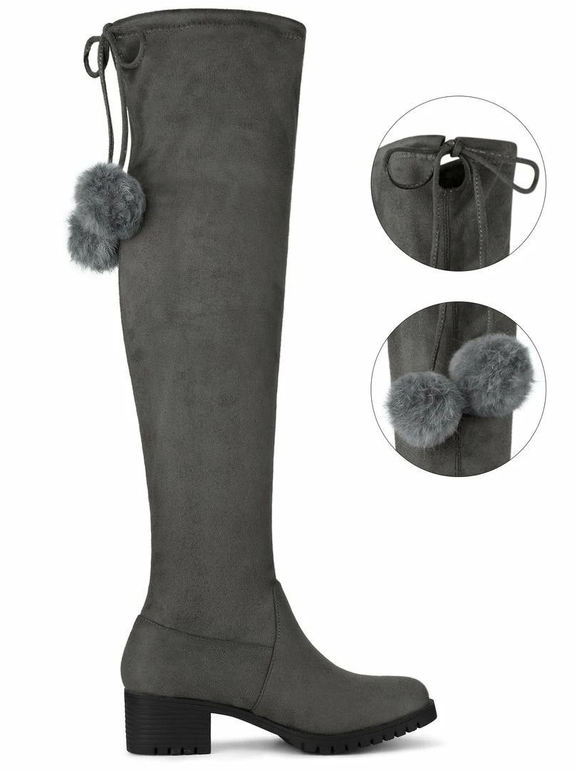 Allegra K Women's Lace Up Chunky Heels Over The Knee High Boots Shoes 6 Allegra K Women's Lace Up Chunky Heels Over The Knee High Boots Shoes