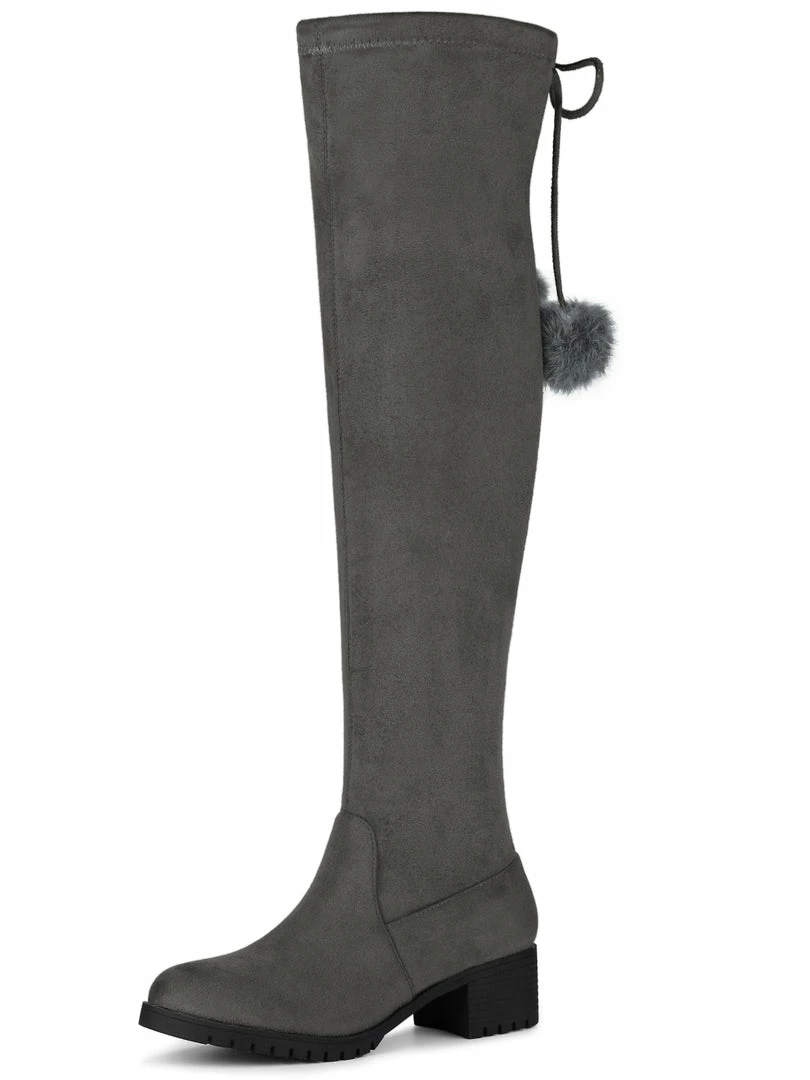 Allegra K Women's Lace Up Chunky Heels Over The Knee High Boots Shoes 4 Allegra K Women's Lace Up Chunky Heels Over The Knee High Boots Shoes